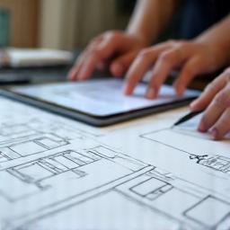 Consultation meeting discussing furniture design plans.